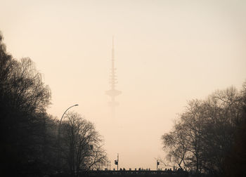 View of communications tower against sky