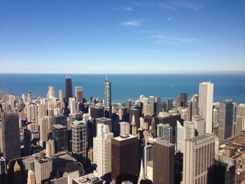 High angle view of city at waterfront