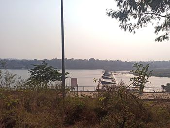 Scenic view of lake against clear sky