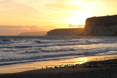 Scenic view of sea against sky during sunset