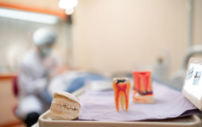 Close-up of ice cream in plate on table