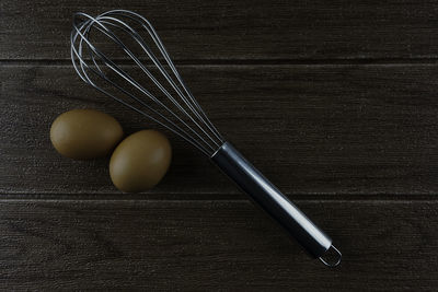 High angle view of eggs on table