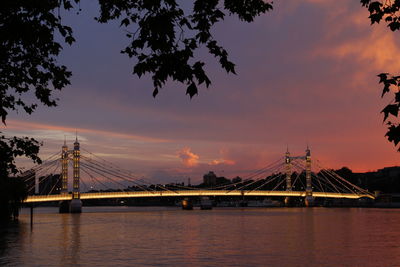 Sunset at albert bridge, london, uk