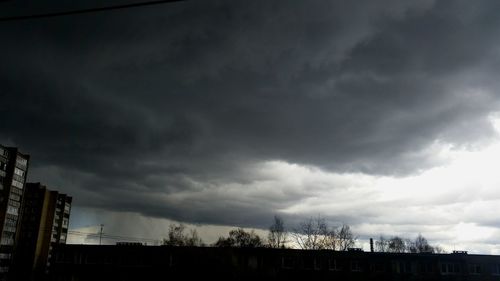 Low angle view of building against cloudy sky