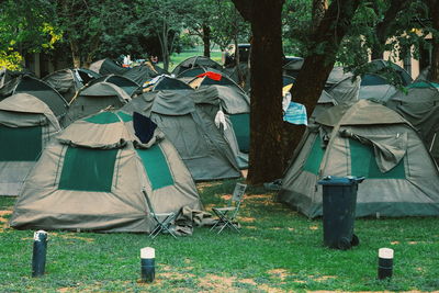 Tents on land in park