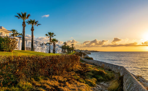 Scenic view of sea against sky during sunset