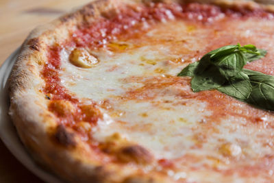 Close-up of pizza on table