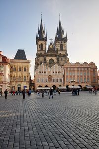 Group of people in front of building