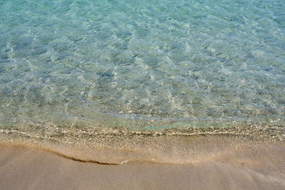 High angle view of waves on beach