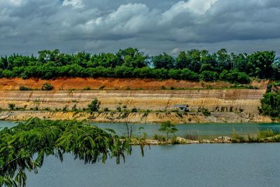 Scenic view of lake against sky