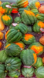 Full frame shot of pumpkins for sale at market stall