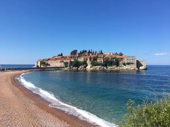 Scenic view of sea against clear sky