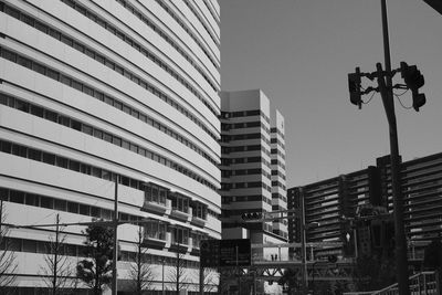 Low angle view of buildings against clear sky