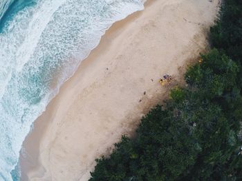 High angle view of person on beach against sky