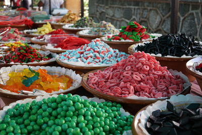 Candies for sale on market stall