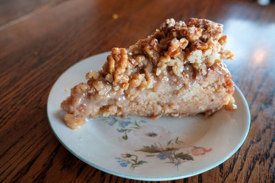 High angle view of dessert in plate on table