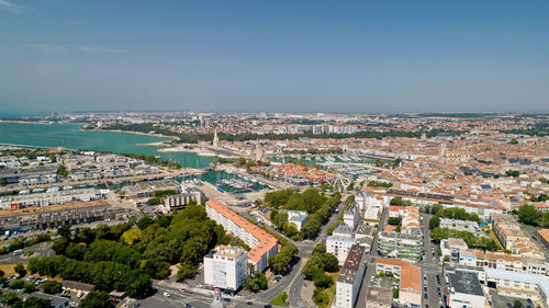 High angle view of townscape against sky