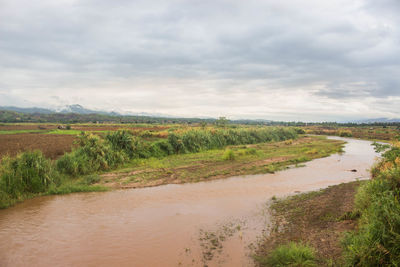 Scenic view of land against sky