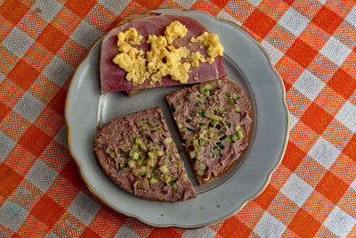 High angle view of food on plate