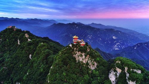 Scenic view of mountains during sunset