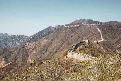 Scenic view of mountains against clear sky