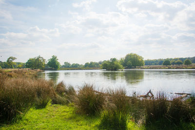 Scenic view of lake against sky