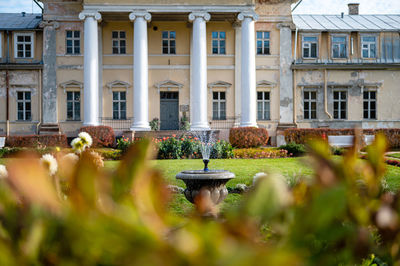 Fountain in front of building