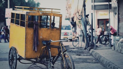 Bicycles parked on street