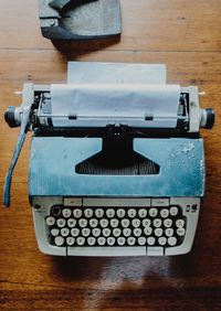 Directly above shot of typewriter on table