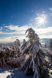 Scenic view of snow covered mountain against sky