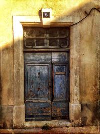 Closed door of old building