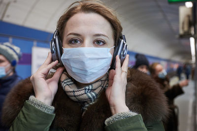 Portrait of woman wearing mask