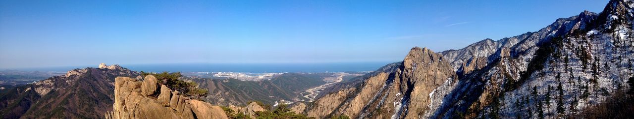 Panoramic view of sea against clear sky