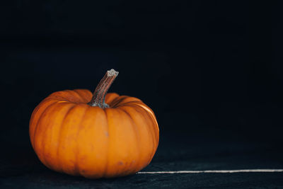 Close-up of pumpkin against black background