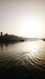 Scenic view of lake against clear sky