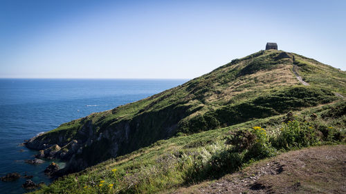 Scenic view of sea against clear sky