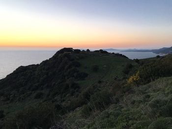 Scenic view of sea at sunset