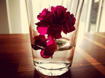 Close-up of flowers on table