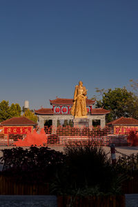 View of temple building against clear sky