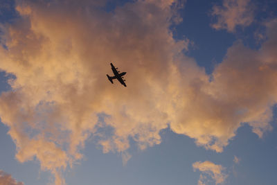 Low angle view of airplane flying in sky