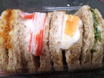 Close-up of breakfast served in plate