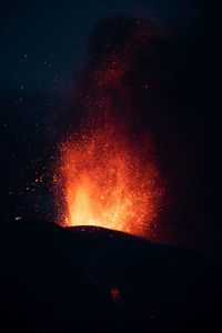 View of firework display at night