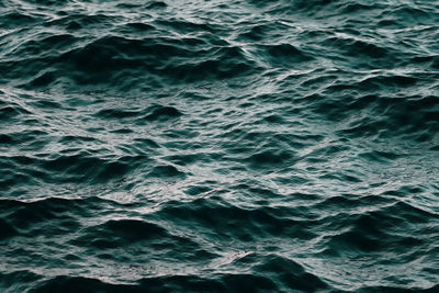 Sea of waves is blue green abstract background. front view, outdoors horizontal shot.