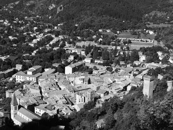 High angle view of residential district