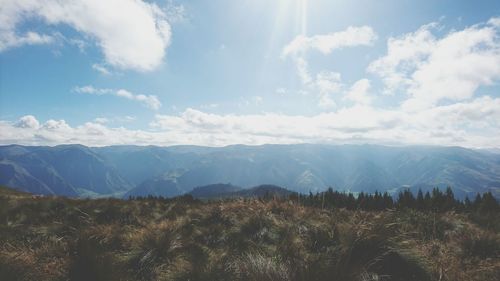 Scenic view of mountains against sky