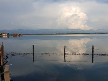 Scenic view of lake against sky