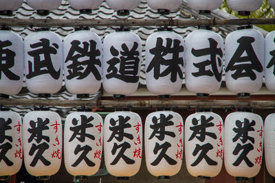 Lanterns hanging for sale in market