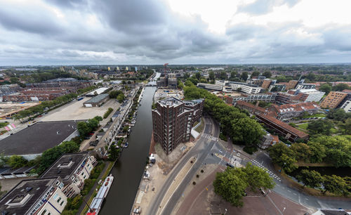 High angle view of city street against sky de looiers purmerend 