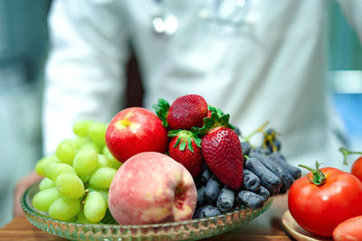 Close-up of strawberries on table