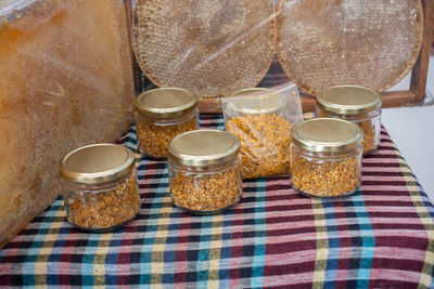 Close-up of breakfast on table